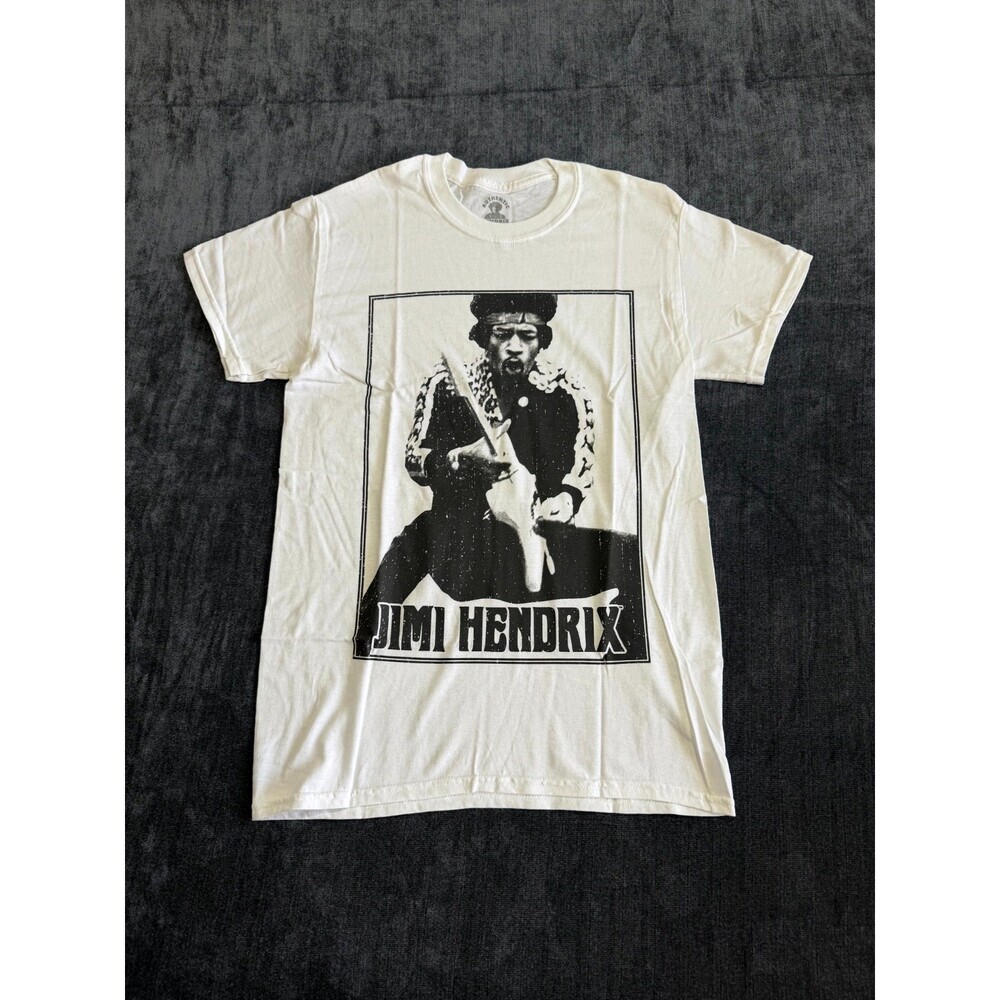 NWOT Jimi Hendrix Graphic Print T-Shirt Unisex Small White Short Sleeve Classic